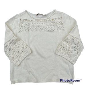 Soft Surroundings NWT Crochet Knit Cream Sweater PS